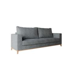 Sofá 3 Lugares Davos Base de Madeira Linho Cotton Grafite - Mobly