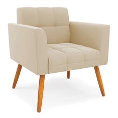 Poltrona Elisa Suede Pés Palito Castanho D'Rossi