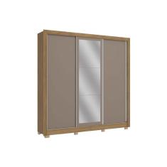 Guarda Roupa Casal CB01M570 Flex 3 Portas de Correr 2 Gavetas MDP com Espelho Blush Marrom-escuro Kappesberg