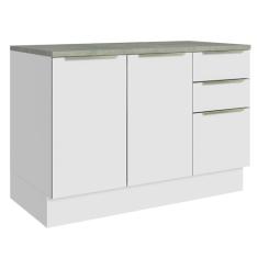 Balcão de Pia 120 cm 2 Portas 3 Gavetas Branco/branco Veludo Lux Madesa