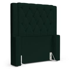 Cabeceira Cama Box Solteiro Atena 110cm Capitonê com Frame Veludo Verde Escuro - Desk Design