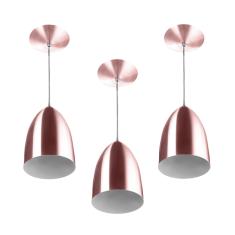 Kit 3 Lustre Pendente Lumin ria Cone De Alum nio Gold Rose