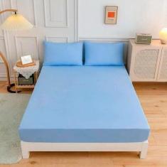 Jogo de Cama Soft Toque 100% Acetinado Clean - DECORALAR, King, Azul C