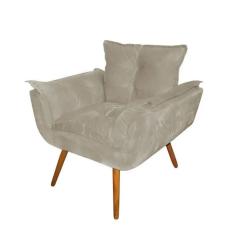 Kit 2 Poltronas Decorativa Opala Suede Bege