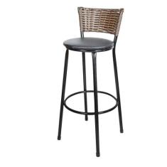 Banqueta Alta Ratan Hawai Preta Cappuccino - Lamar Design, Preto