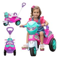 Triciclo De Passeio Baby City Menina Com Pedal Buzina Haste Direcionav