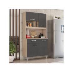 Cozinha Compacta Malta 4 Portas e 1 Gaveta Avena/Grafito - Demóbile, A