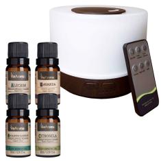 Kit 4 Óleos Essenciais Aromaterapia Via Aroma + Difusor Aromático Tabaco