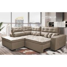 Sofá de Canto 2,60x2,36m Retrátil e Reclinável com Molas Cama inBox Platinum. Esquerdo Suede