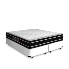 Cama Box Queen + Colchão De Espuma D33 - Castor - Black White Double Face 158x198x62cm