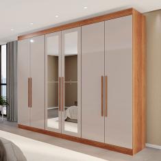 Guarda-Roupa Casal Eldorado Premium 6 Portas 6 Gavetas com Espelho 100% Mdf Cinamomo/Off White - Pnr Móveis