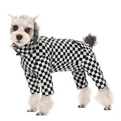 Casaco de inverno para cães, casacos quentes de lã para clima frio, pijama xadrez de gola rolê, macacão para cães, roupas de inverno para cães pequenos e médios, macacão antiqueda de pelos