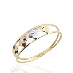 Anel de ouro 18k Tricolor quadrado - Elegancy Joias, 16