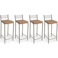 Banqueta Gênova B705 Kit 4 Un Niquel/Capuccino 31 - Kappesberg