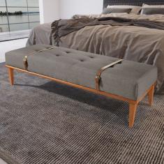 Recamier Em Linho 150cm Com Cinto Em Couro Yarin Cinza