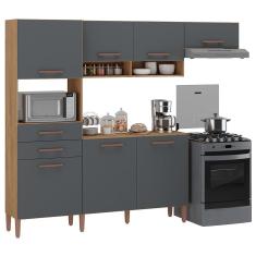 Armario Cozinha Fortaleza Com 7 Portas E 2 Gavetas Canelato-grafite Canelato-grafite