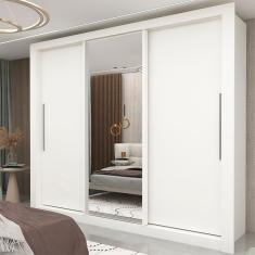 Guarda Roupa Casal 3 Portas 1 Porta Espelhada Milão Yescasa Branco