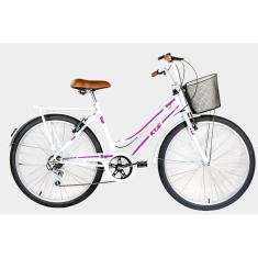 Bicicleta Aro 26 Kls Retro Sport Freio V-Brake 6 Marchas-Feminino
