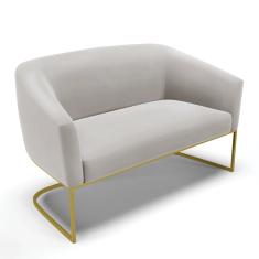 Sofá 2 Lugares Namoradeira Industrial Dourado Stella Veludo Cinza D03 - D'Rossi