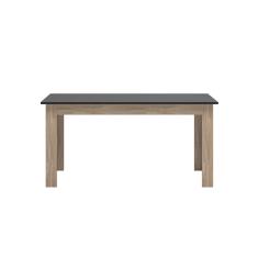 Mesa de Jantar Retangular Olívia 06 Lugares Grafite com Carvalho 160 cm - D'Rossi