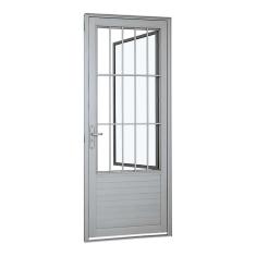 Porta de Giro Lambris Postigo Grade Classic Alumínio 216 x 88 x 5,4 cm Direita Alumifort Sasazaki