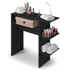 Escrivaninha Preta Mesa de Computador Madeira C/ Prateleira