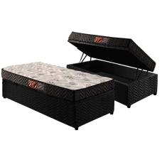 Cama Box Baú Solteiro: Colchão Espuma D45 Paropas Pasquale + Base CRC Suede Black(88x188)