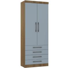 Guarda Roupa Modulado 90cm 2 Portas E 4 Gavetas Paris Luciane Móveis Avelã Pf Com Grey Sky Pf