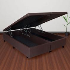 Cama Baú Queen 158cm X198cm Madeira em Eucalipto Marrom