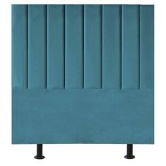 Cabeceira Estofada Cama Box Casal 140 Cm Mavie Suede Cor:azul Turquesa