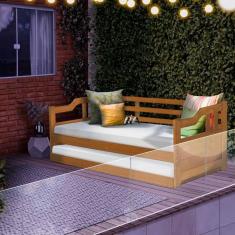 Sofá Cama De Madeira Maciça Solteiro Imbuia Juno Shop JM