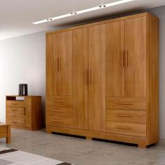 Guarda Roupa Agata 6 Portas 6 Gavetas Com 6 Pés Cumaru
