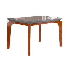 Mesa para Cozinha Londrina + Tampo Madeirado Reto 120x80cm Grafite/Imbuia - Rufato