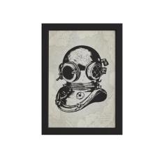 Quadro Vintage Náutico Mergulho Moldura Preta 33x43cm - Quartinhos