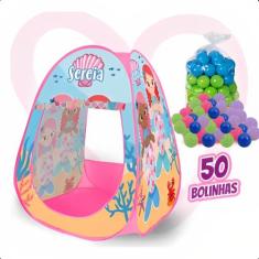 Toca Barraca Sereia Dobravel + 50 Bolinhas Colorida Fundo Do Mar - DM 