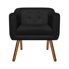 Poltrona Decorativa Julia Suede Preto Pés Palito D´rossi