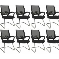 Kit 8 Cadeiras para Escritório Interlocutor Visitante Preto