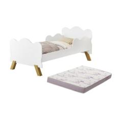 Mini Cama Infantil Montessoriana com pés de madeira retro Angel Nuvem 