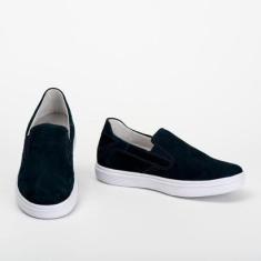 Tênis Couro Masculino Slip on Calce Fácil Conforto-Masculino