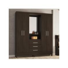 Guarda Roupa Casal 4 Portas Com Espelho e 3 Gavetas Colombo - Demóbile