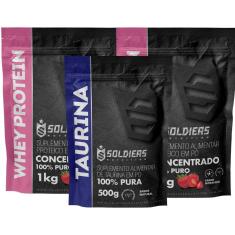 Kit: Whey Protein Concentrado 2kg + Taurina 500g - 100% Importado - Soldiers Nutrition-Unissex