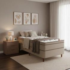 Cama Box + Colchão Castor Solteiro Innovation One Face Tecnopedic 88x1