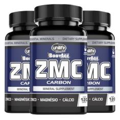 ZMC Carbon Zinco Magnésio Cálcio 120 Cápsulas 950mg - Kit com 3
