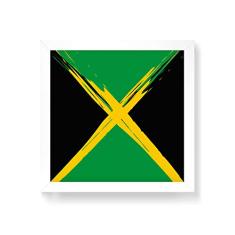 Arte Maníacos Quadro Decorativo Bandeira Jamaica - 50x50cm (Moldura em laca branca)