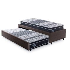 Bicama Box Solteiro 88x188cm Courino com Dois Colchões Gran Sleep Molas Verticoil Ecoflex  Marrom/Preto