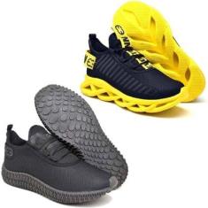 Kit 2 Tênis Caminhada Respiravel Confortavel Ultra Leve-Masculino