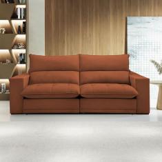 Sofá 4 Lugares Martinho Retrátil 20585 Veludo Terracota - Celflex