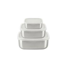 Jogo De Potes Tramontina Freezinox Quadrados com Tampa Plástica 3 Peça