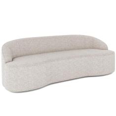 Sofá 3 Lugares Curvo Sala de Estar Living Lótus D02 Linho Cru 180 cm D