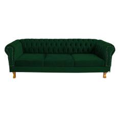 Sofá Chesterfield Capitone Duque Suede Verde Musgo 1,80 - NOVO ENCANTO